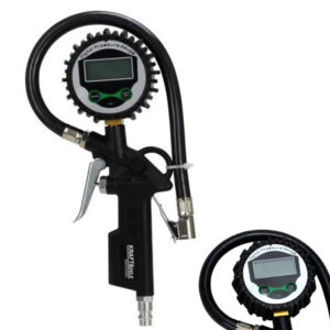 Pistola de inflado digital profesional Kraft&Dele modelo KD2122 con manómetro LCD retroiluminado, manguera de 300mm y entrada de aire de 1/4 pulgada.