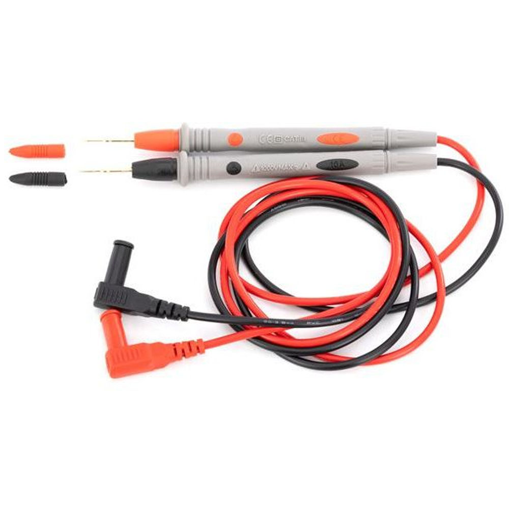 Puntas de prueba para multímetro profesionales Kraft&Dele KD11403 con agujas chapadas en oro, cables de silicona de 20A y protección CAT II 1000V.
