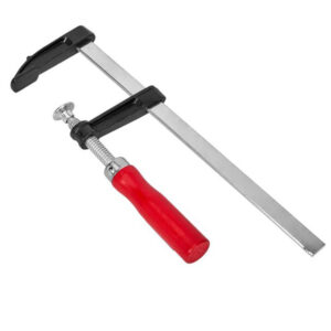 Sargento de carpintería tipo F profesional Kraft&Dele KD10180 de 50x200 mm con guía de acero, sistema de deslizamiento rápido y mango ergonómico rojo.