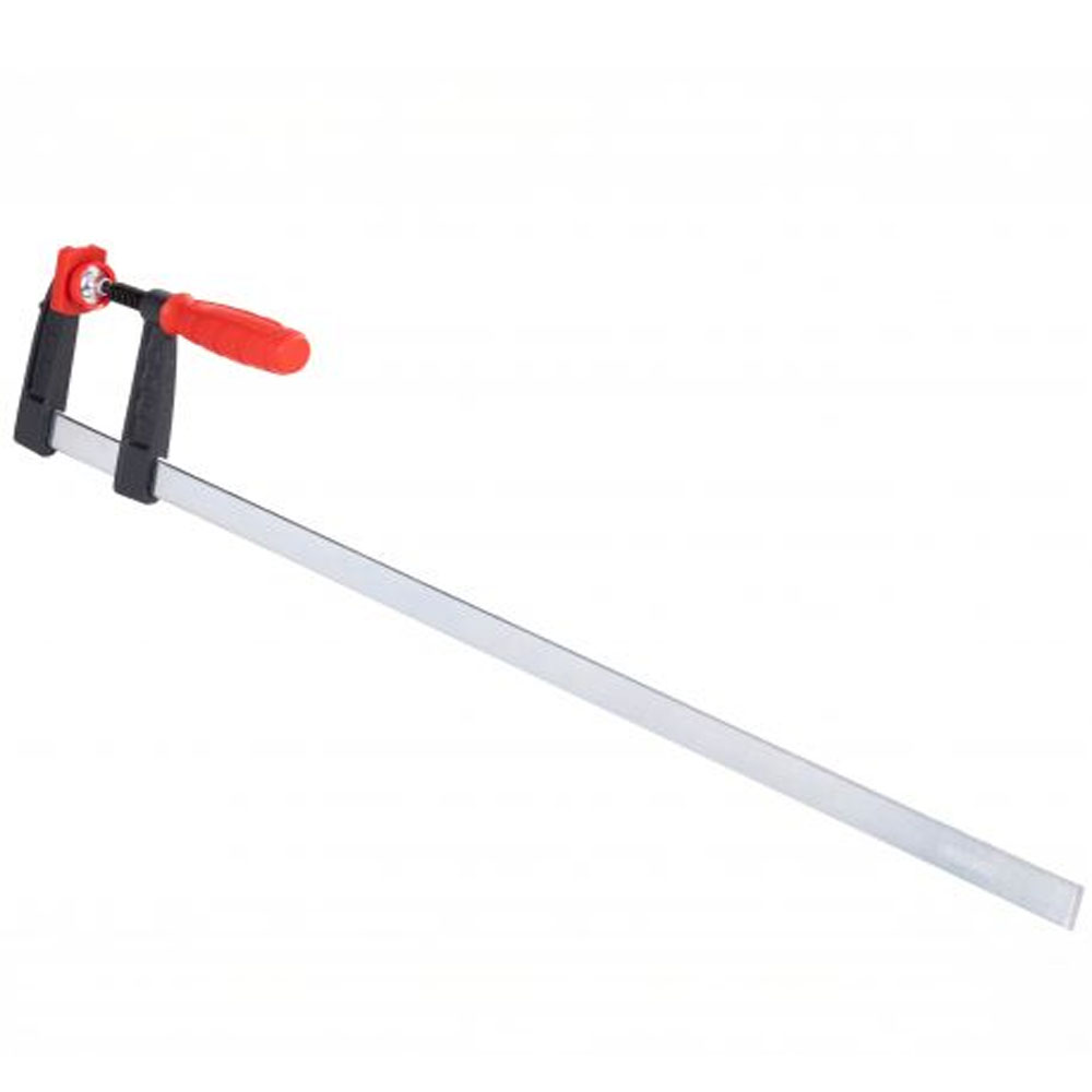 Sargento de carpintería tipo F profesional Kraft&Dele KD10719 de 600x80mm capaz de ejercer 300kg de presión con protectores de mordaza.