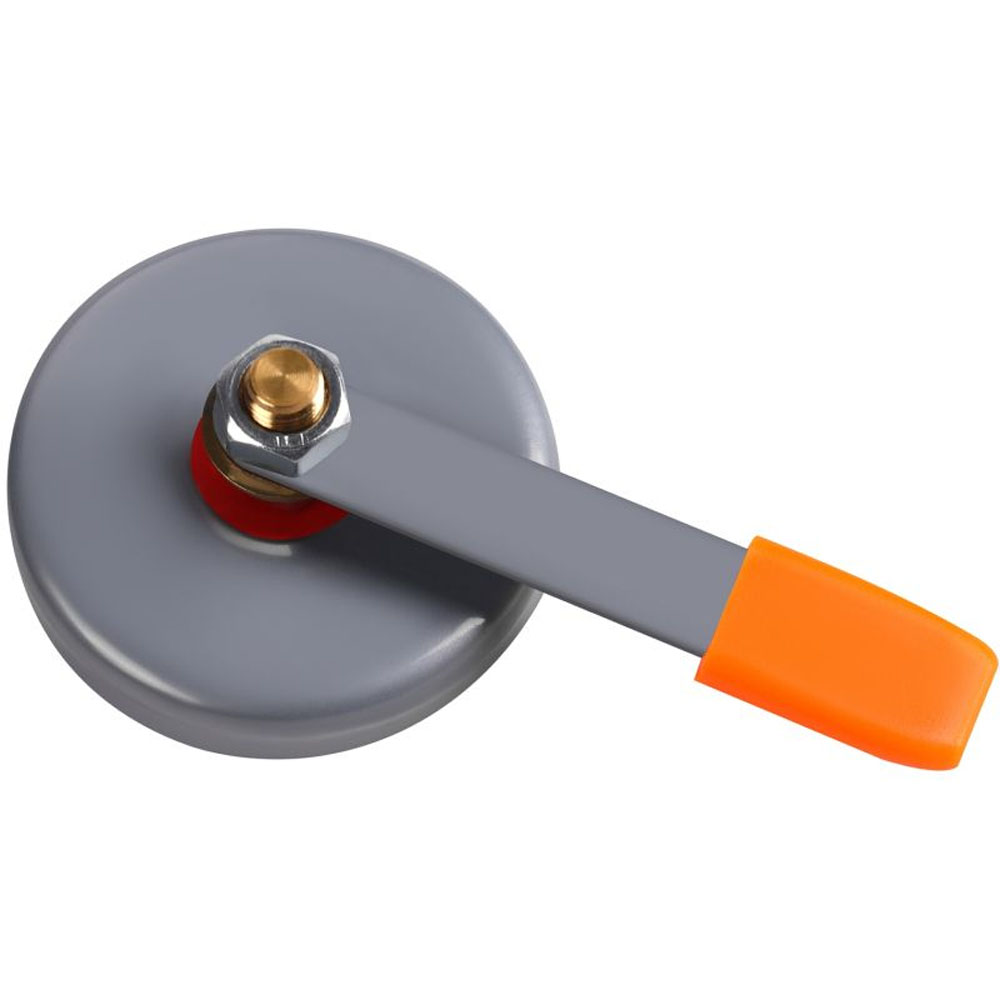 Soporte magnético para soldadura 500A profesional marca Kraft&Dele modelo KD1937. Detalle de la base imantada con mango ergonómico para masa de soldar.