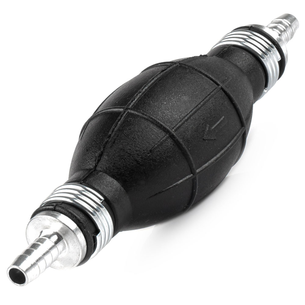 Pera de cebado AMiO 10mm de caucho y aluminio con flecha de sentido de flujo