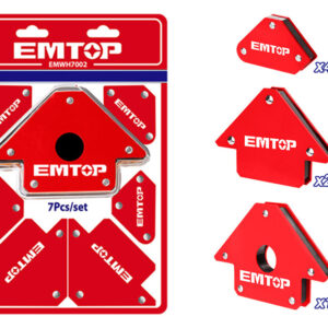 EMTOP EMWH7002 7 Escuadras Magneticas Soldar (1x4" 23KG - 2x3" 11.5KG - 4xMini 4.5KG) - Reymotor