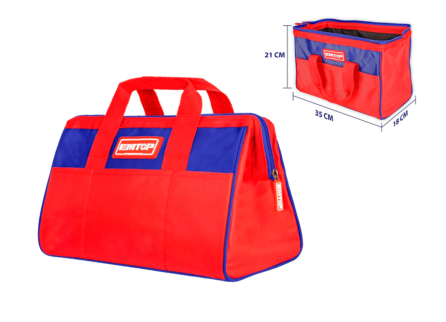 EMTOP ETBG18131 Bolsa Portaherramientas 13" 12KG Con Bolsillo Externo - Reymotor