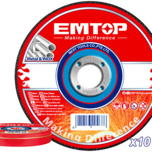 EMTOP EACD121155 Caja 10 Discos Corte Metal Amoladora 115MM 1.2MM - Reymotor