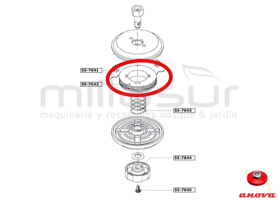 Carrete con 6 metros de nylon cabezal PT130 ( 55-764) - Referencia 55-7642