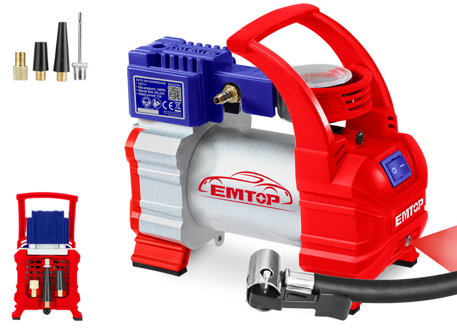 EMTOP EAAC3501 Compresor Aire Para Coche DC12V - 10A 10BAR 35L/min - Reymotor