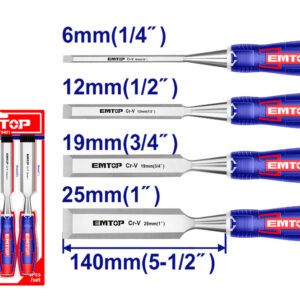EMTOP EWCT0401 Conjunto 4 Formones Madera 140MM Cr-v (6mm