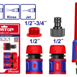 EMTOP ESNE11251 Conjunto Conectores Auto-stop + Boquilla Riego Manguera - Reymotor