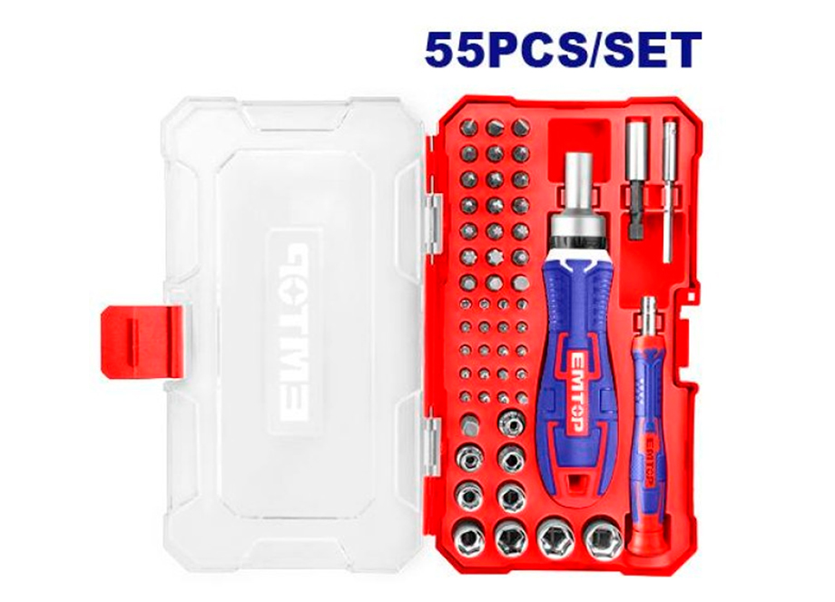 EMTOP EBST05502 Destornillador Con Punteras Y Llaves Intercambiables - 55 Pcs - - Reymotor