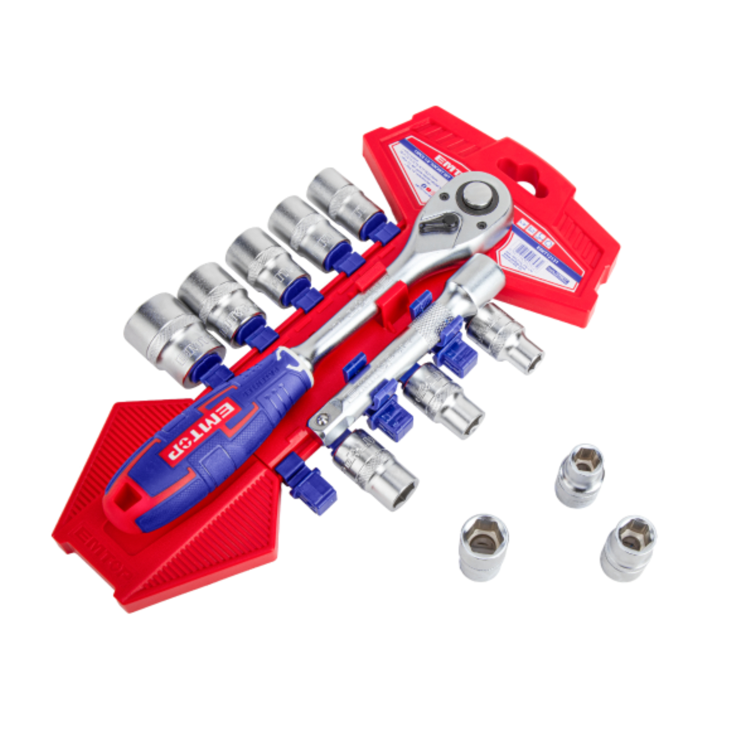 EMTOP ESKT12131 Juego 13 Piezas 1/2" Cr-v (Incluye Vasos 10-24 Y Extensión) - Imagen 4