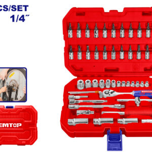 EMTOP ESKT14501 Maletin 50 Piezas 1/4" Cr-v (Incluye Vasos 4-14