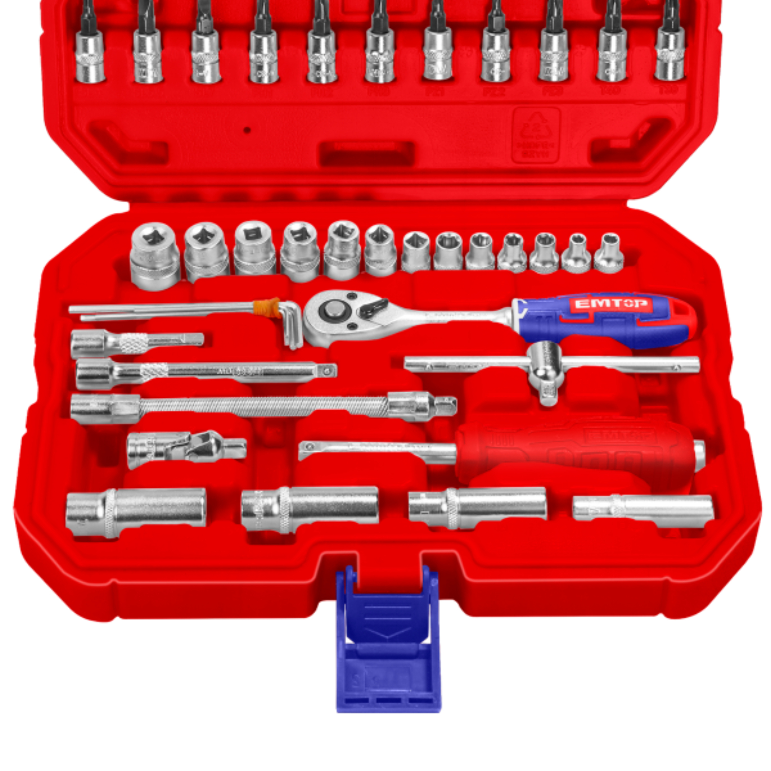 EMTOP ESKT14501 Maletin 50 Piezas 1/4" Cr-v (Incluye Vasos 4-14, Llaves Y Extensiones) - Imagen 3