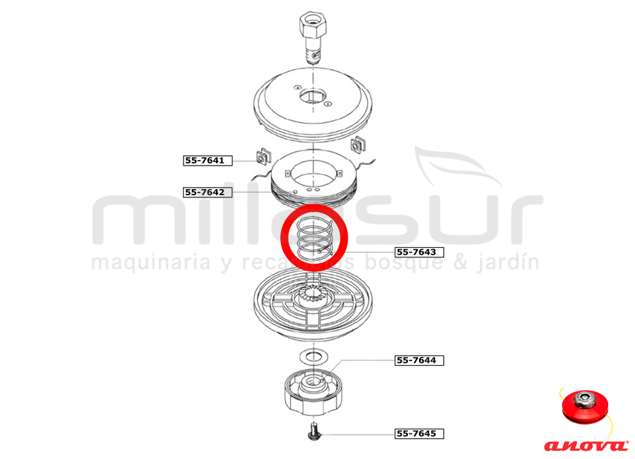 Muelle cabezal PT130 ( 55-764) - Referencia 55-7643