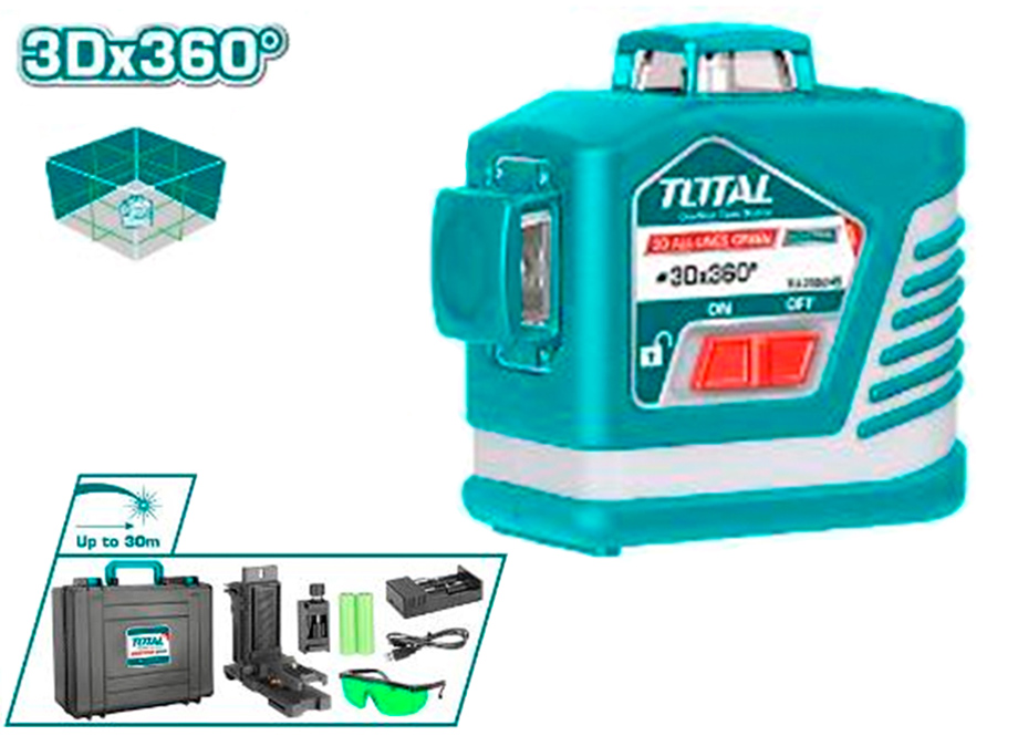 TOTAL TLL255245 Nivel Laser 360º Bateria - 30M (Incluye Cargador