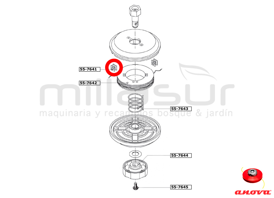 Ojal cabezal PT130 ( 55-764) - Referencia 55-7641