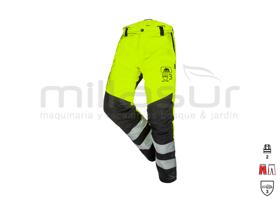 99-6423 Pantalon Anticorte Clase 3 Alta Visibilidad (2) Amarillo - Talla L - Reymotor