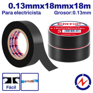 EMTOP EPNT1104 Paquete 10 Unidades Cinta Aislante Negra 18mm Pvc (18 m) - Reymotor