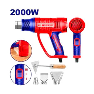 EMTOP EHGN20078 Pistola DE Calor - Decapador - 2000W (Incluye 3 Boquillas Y Raspador) - Reymotor