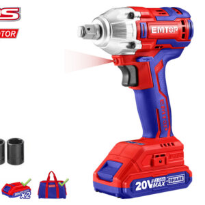 EMTOP ECDLIW20221 Pistola DE Impacto 1/2" 300NM Batería 20V - P20S - (Con Vasos 17-19-21; Bat X2