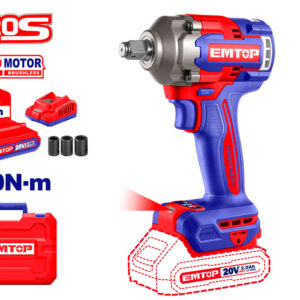 EMTOP ECIWL2040E Pistola DE Impacto 1/2" 400NM Batería 20V - P20S - (Con Vasos 17-19-21; Bat X2