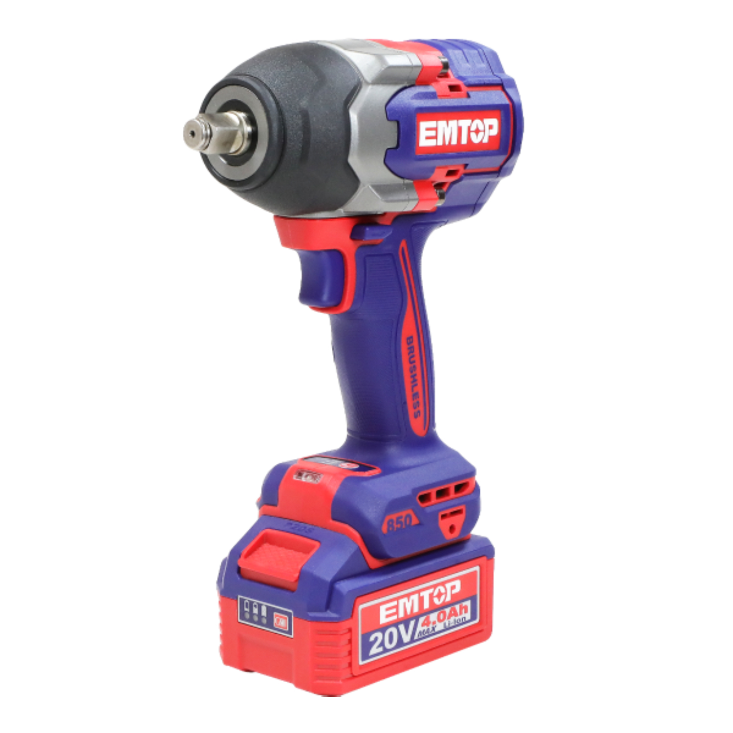 EMTOP ECIWL2085E Pistola DE Impacto 1/2" 850NM Batería 20V - P20S - (Con Vasos 22-24-27; Bat X2 4Ah, Maletin) - Imagen 3