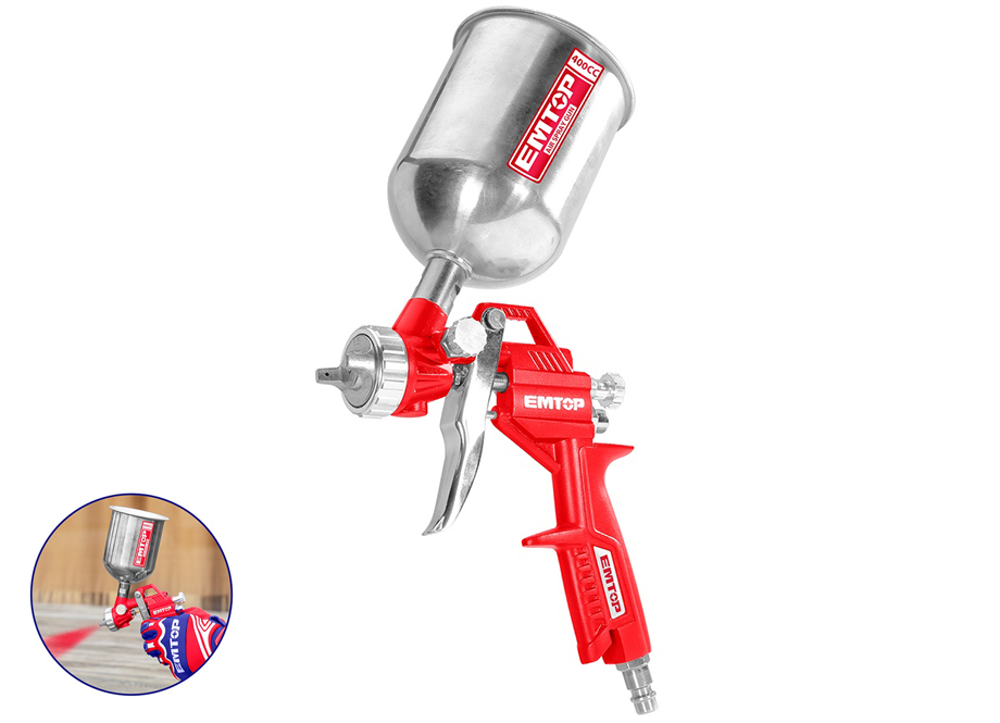 EMTOP EASG04001 Pistola Spray 1.5MM - 400cc - 3-4 bar - Para Compresor - Reymotor