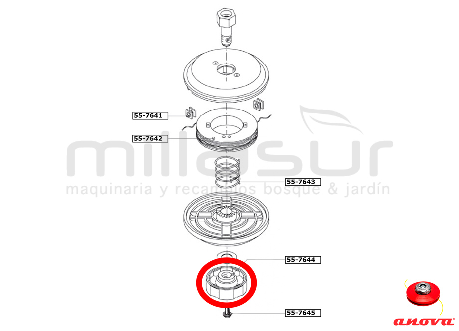 Pomo inferior de aluminio cabezal PT130 ( 55-764) - Referencia 55-7644