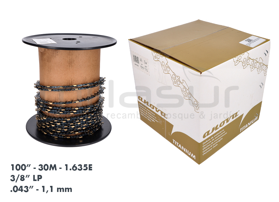 Rollo de cadena ANOVA Titanium 100" 3/8" BP .043" (1