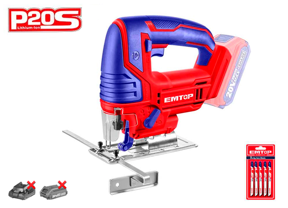 EMTOP ELGS208501 Sierra DE Calar Batería 20V - P20S - (Con 5 Sierras - NO Incluye Batería NI Cargador) - Reymotor