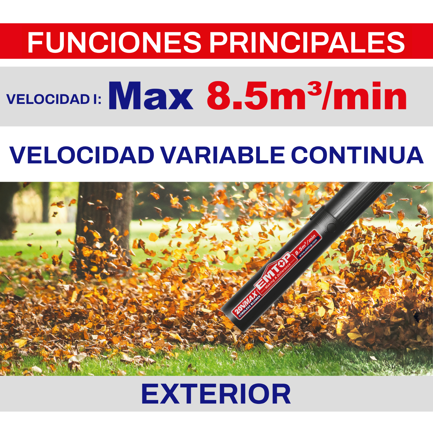 EMTOP ELAB20428 Soplador Bateria 20V - P20S Brushless (NO Incluye Bateria NI Cargador) - Imagen 3