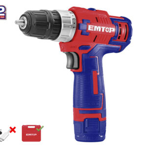 EMTOP ECDL12620E Taladro Bateria 12V 1.5Ah 45NM (Incluye 2 Baterias Y Maletin) Cargador Tipo C - Reymotor