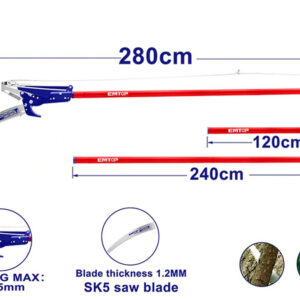EMTOP EPSR252804 Tijera + Serrucho Telescopica Con Doble Polea - 2.8M - (Diametro Corte 25mm) - Reymotor