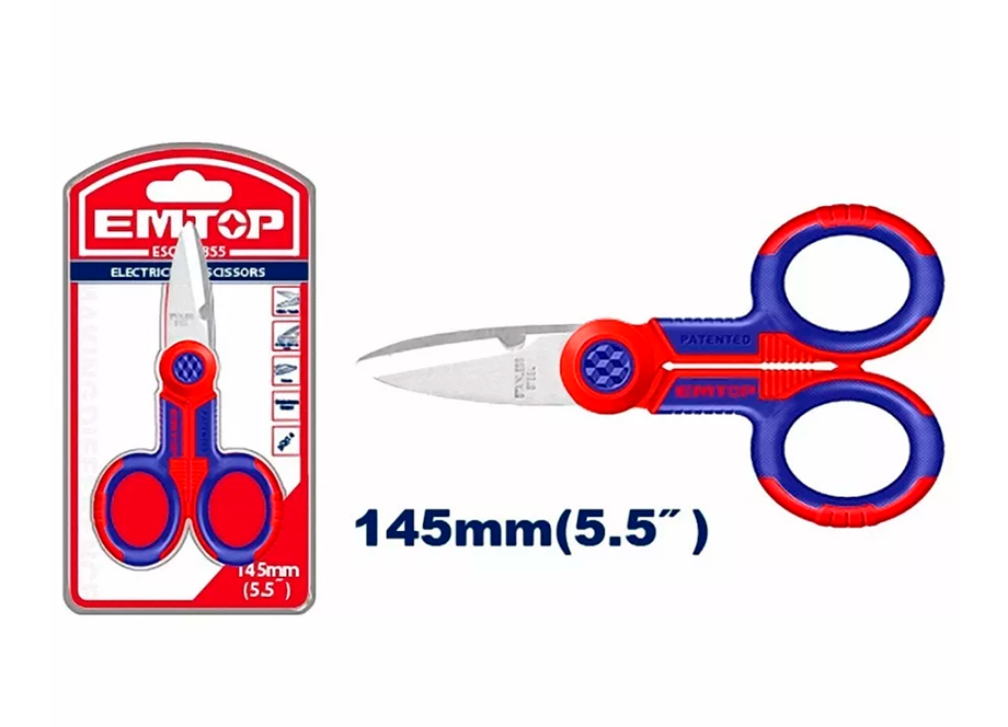 EMTOP ESCS02855 Tijeras Electricista 5.5" 145mm Acero Inoxidable - Reymotor