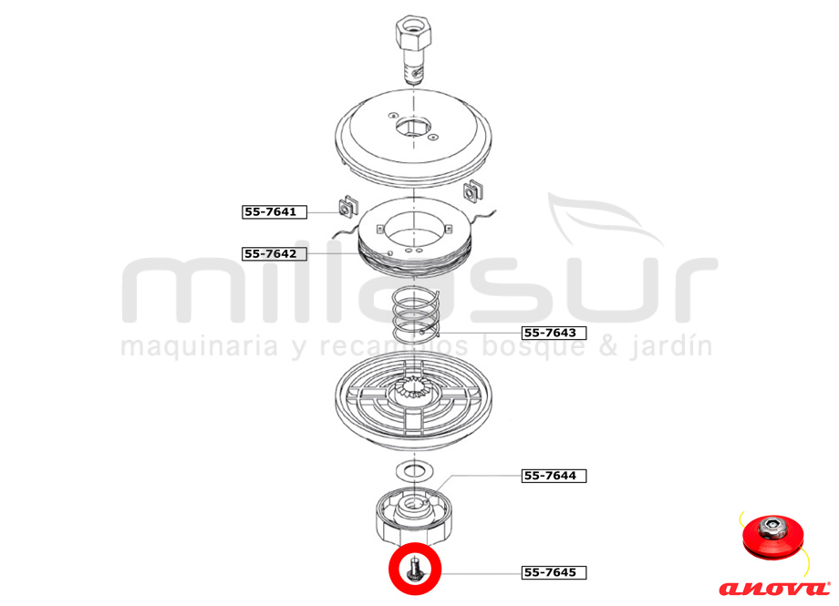 Tornillo pomo cabezal PT130 ( 55-764) - Referencia 55-7645