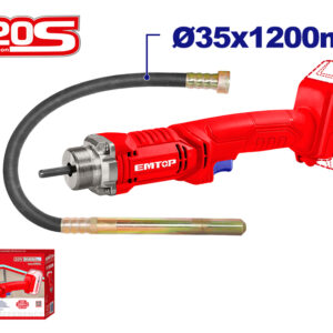 EMTOP ECVL202301 Vibrador Hormigón Batería 20V - P20S - (NO Incluye Batería NI Cargador) - Reymotor