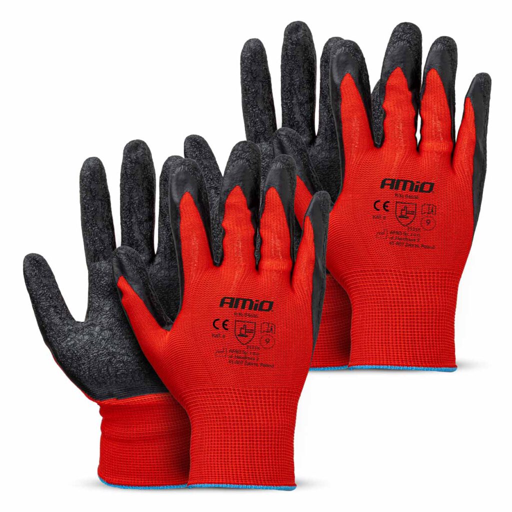 Guantes de seguridad recubiertos de látex PE, 4 unidades, talla 9 (2 pares), 2121X 04636 AMIO - imagen principal