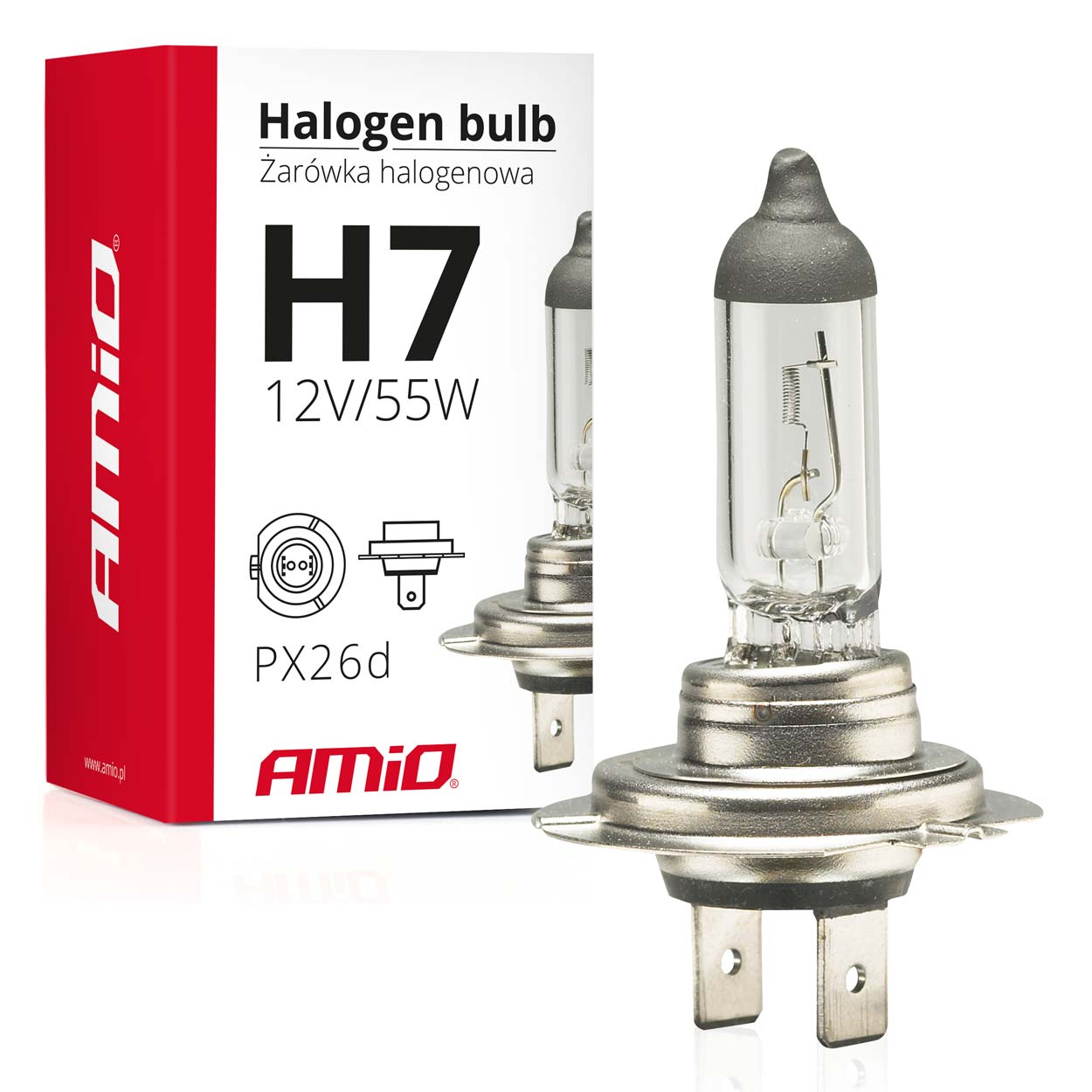 Bombilla halógena H7 12V 55W filtro UV (E8) AMIO - imagen principal