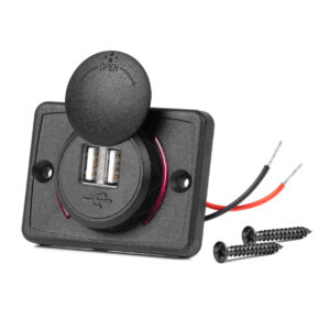 Cargador de teléfono impermeable de forma cuadrada con retroiluminación LED ROJA 2xUSB 12/24V 04230 AMIO - imagen principal