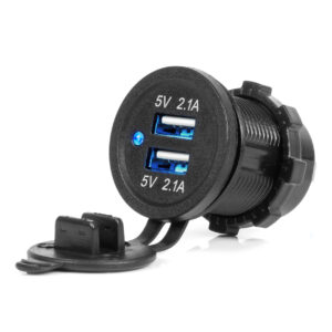 Cargador de Móvil Estanco con Indicador LED AZUL 4.2A 2xUSB 12/24V 04217 AMIO - imagen principal