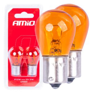 Bombillas halógenas PY21W BA15S 12V ámbar 2 unid. blíster AMIO - imagen principal