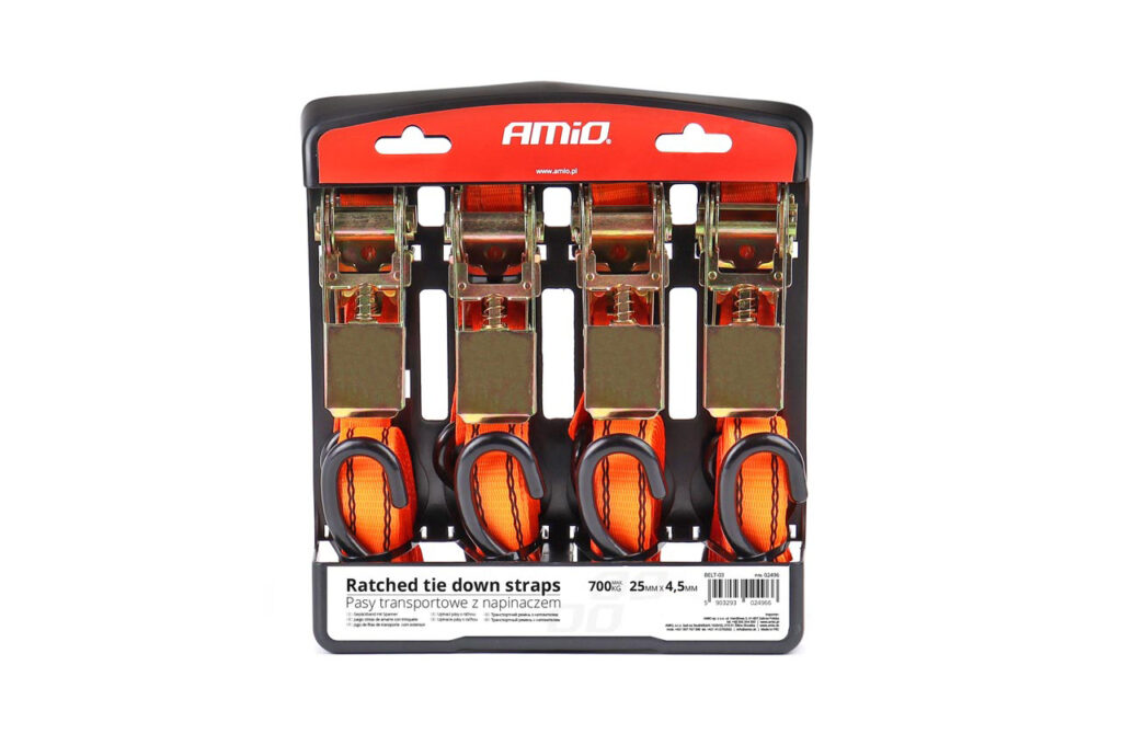 Juego cintas de amarre con tensor 700kg 25mm 4,5m 4 unid. BELT-03 AMIO - imagen principal