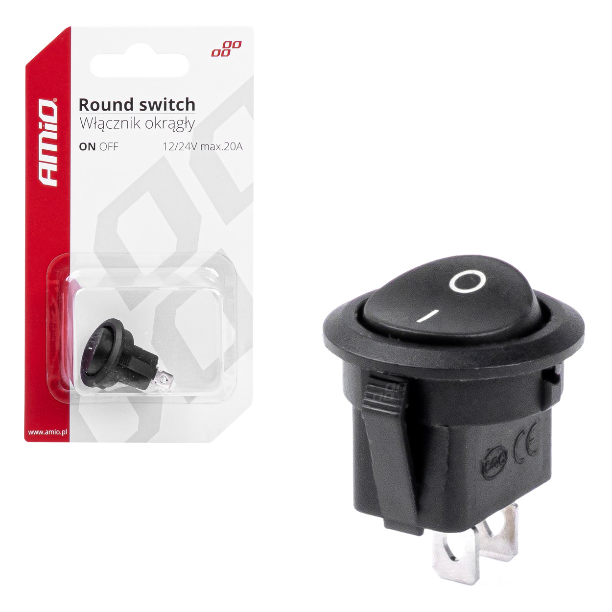 Interruptor redondo 12V 20A ON/OFF AMIO - imagen principal