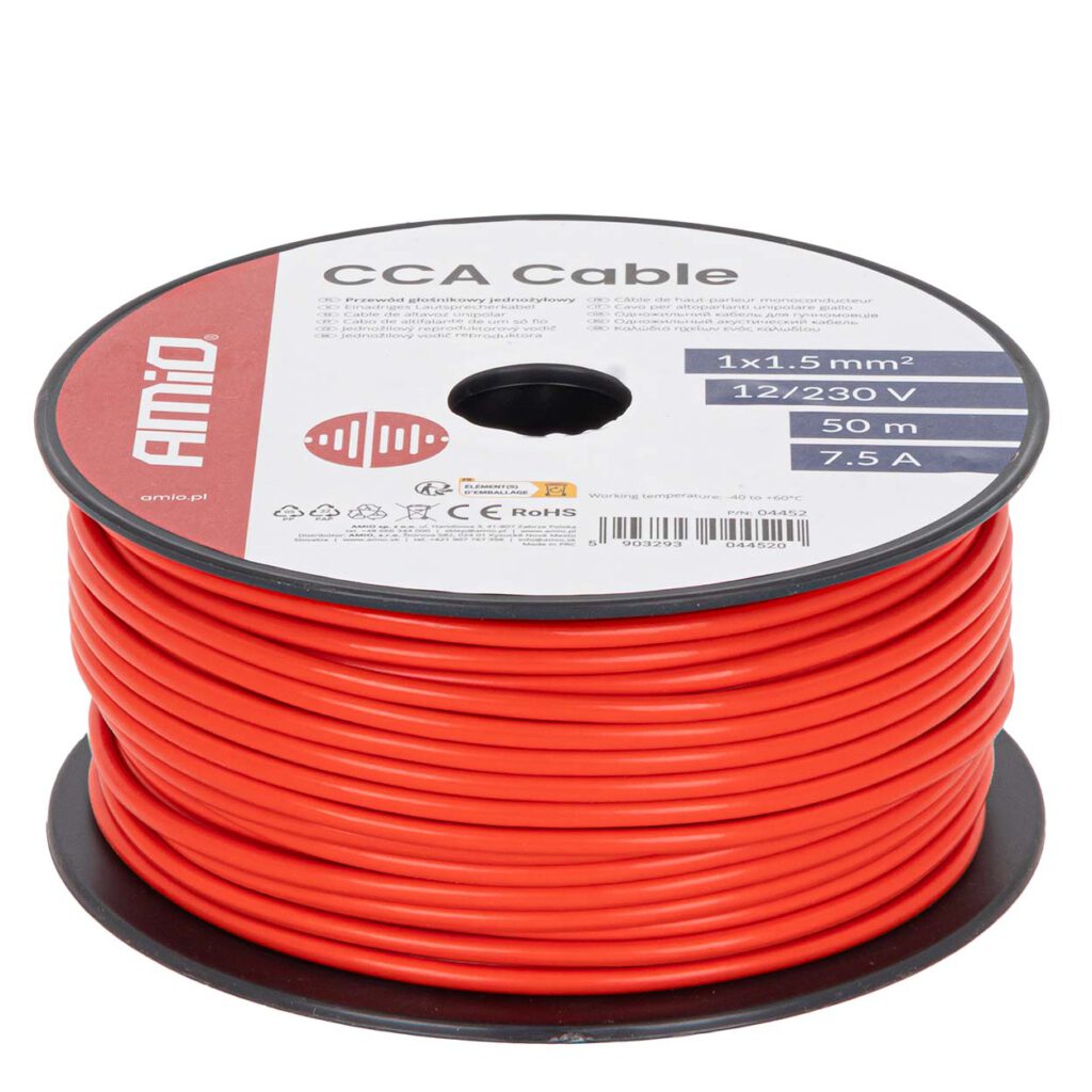 Cable de altavoz unipolar CCA 1x1,5 mm 50 m 7,5 A 12/230 V 04452 AMIO - imagen principal