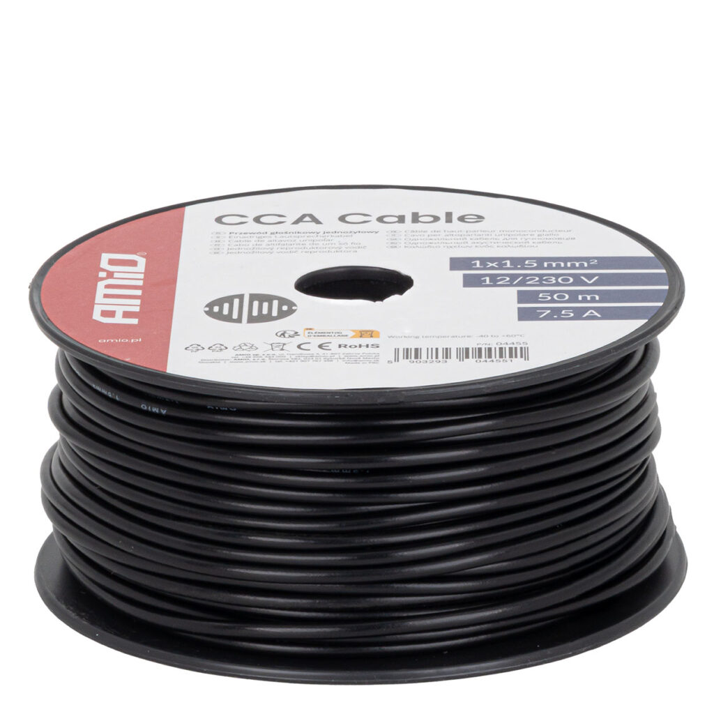 Cable de altavoz unipolar CCA 1x1,5 mm2 50 m 7,5 A 12/230 V 04455 AMIO - imagen principal