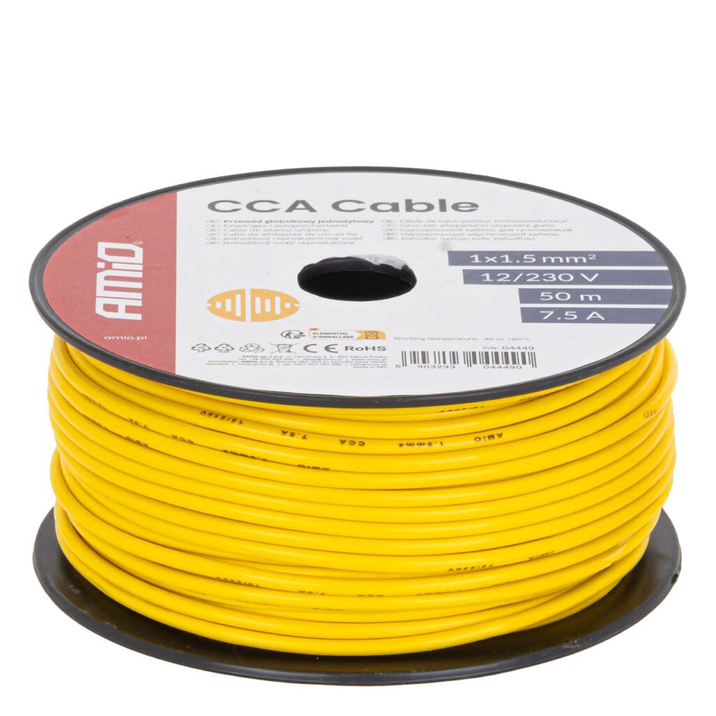 Cable de altavoz unipolar CCA 1x1,5 mm2 50 m 7,5 A 12/230 V 04449 AMIO - imagen principal