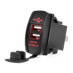 Cargador de teléfono impermeable en forma de barco con retroiluminación LED ROJA 2xUSB 12/24V 04228 AMIO - imagen principal