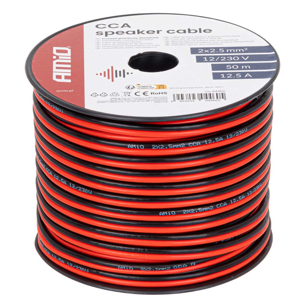 Cable de altavoz unipolar CCA 2x2,5 mm2 50 m 12,5 A 04460 AMIO - imagen principal