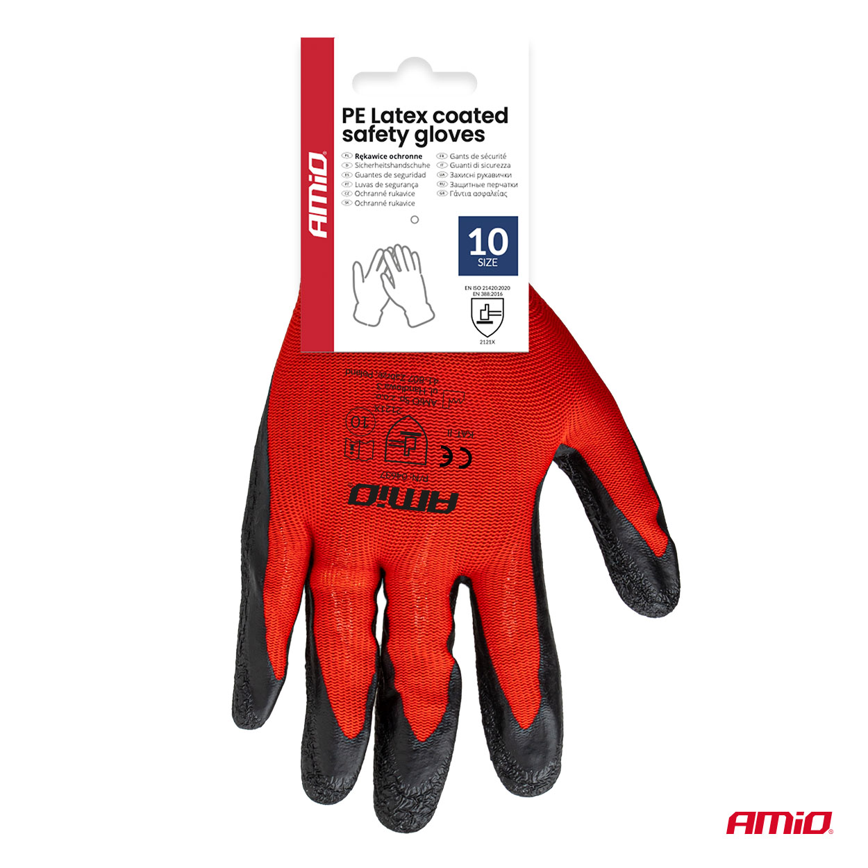 Guantes de seguridad recubiertos de látex PE, 4 unidades, talla 10 (2 pares), 2121X 04637 AMIO - detalle 10