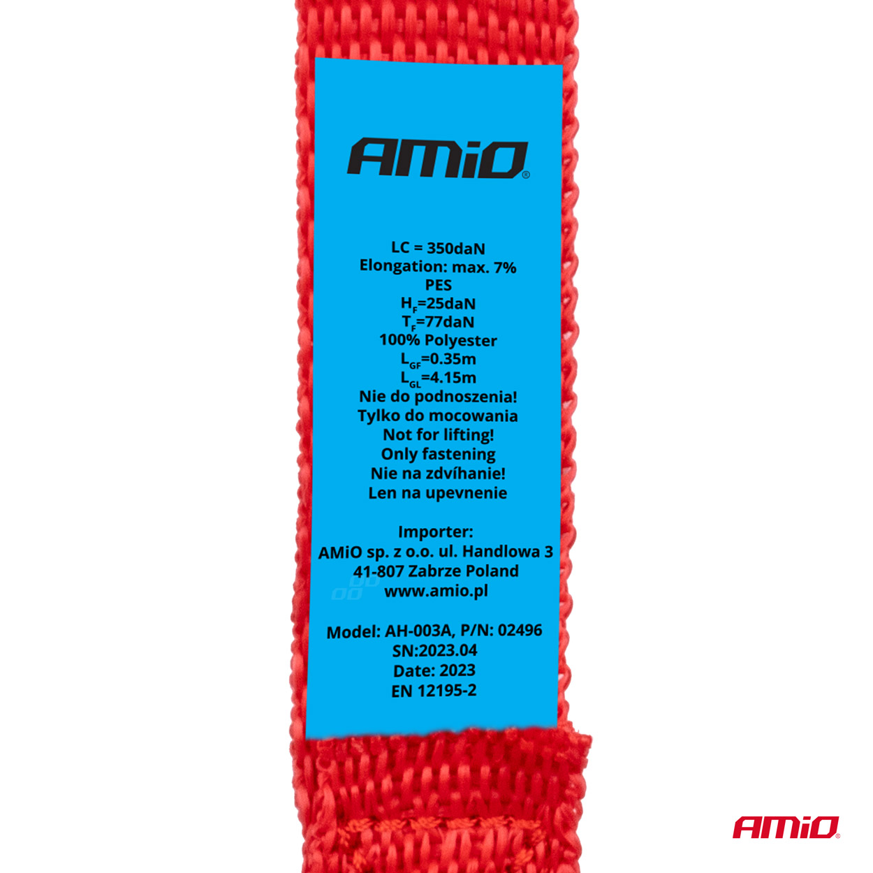 Juego cintas de amarre con tensor 700kg 25mm 4,5m 4 unid. BELT-03 AMIO - detalle 14